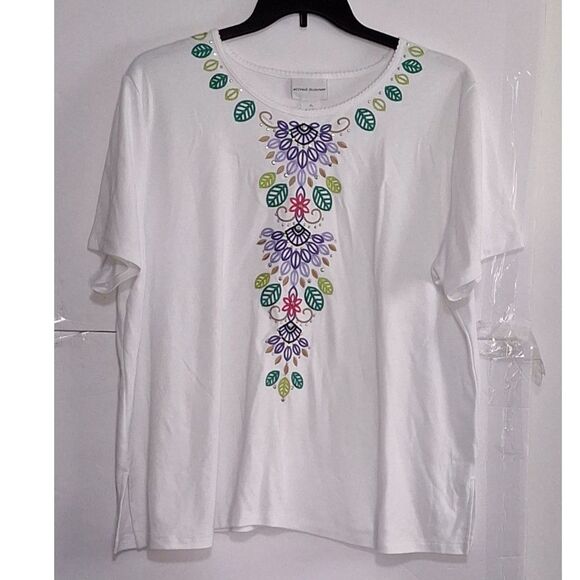 Alfred Dunner Women's Top Embellished Career Cottage Core Embroidered XL - Picture 1 of 7